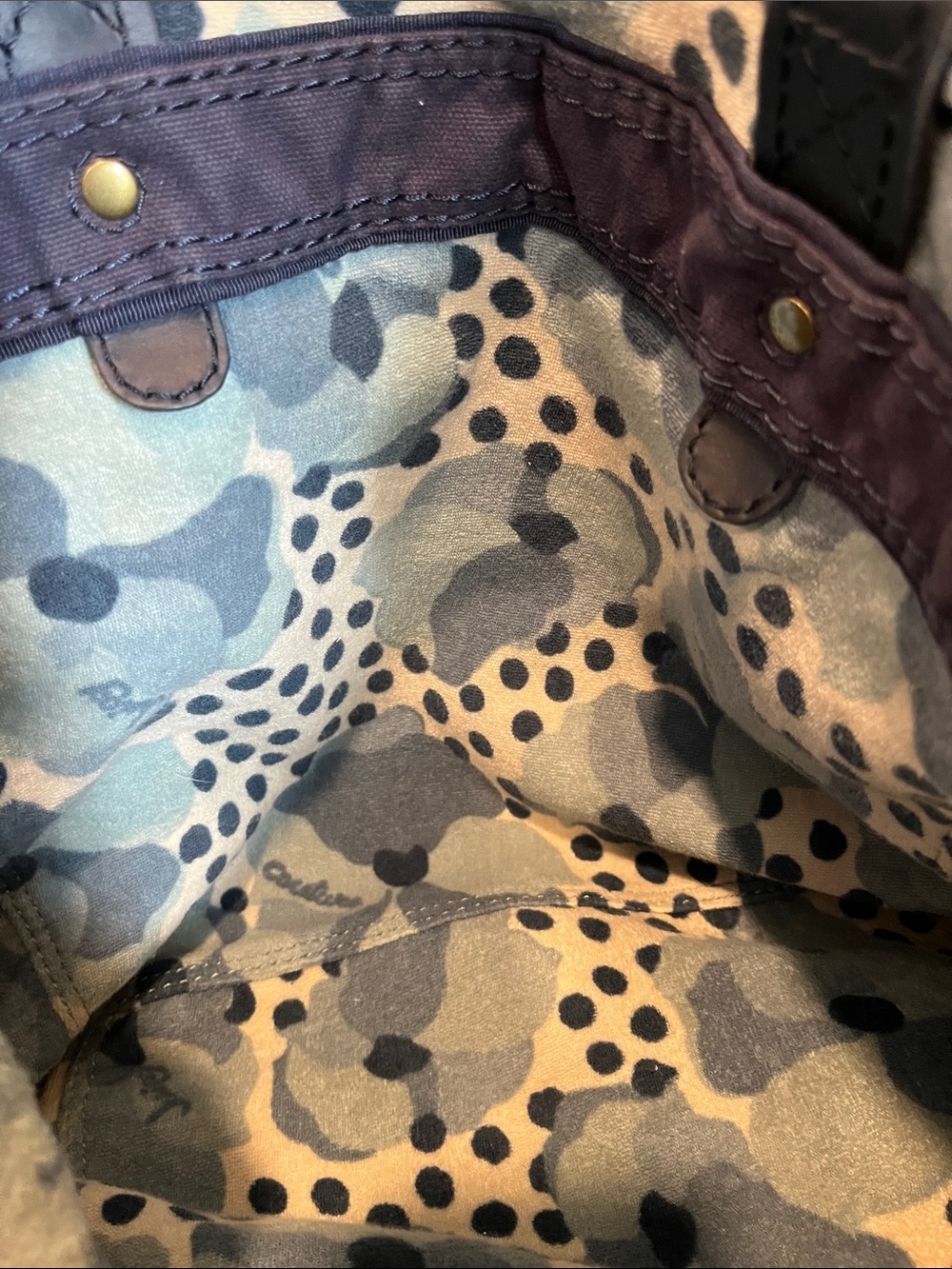 Y2K Juicy Couture Navy Canvas Tote with Terrycloth Lining - Picture 9 of 11